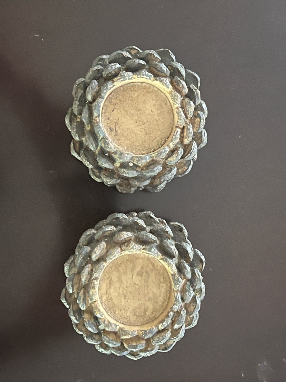 Decorative Resin Pinecone Tealight Holders - Antique Brass Finish
